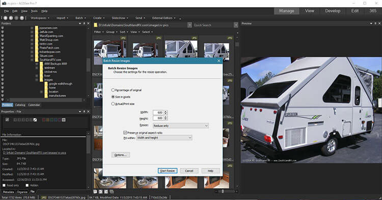 acdsee pro resize batch images