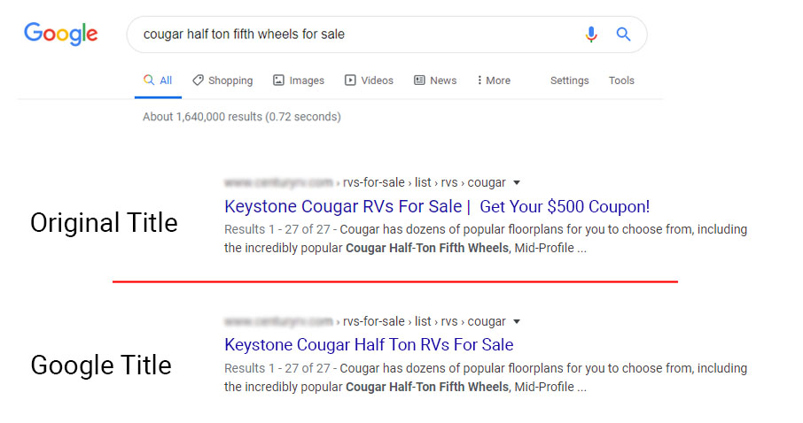 google changes seo title and description in organic results