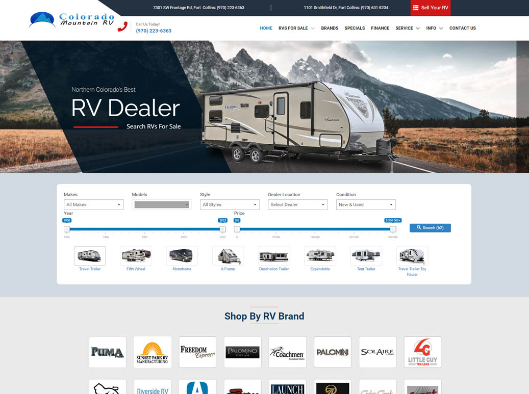 rv dealer web design template theme